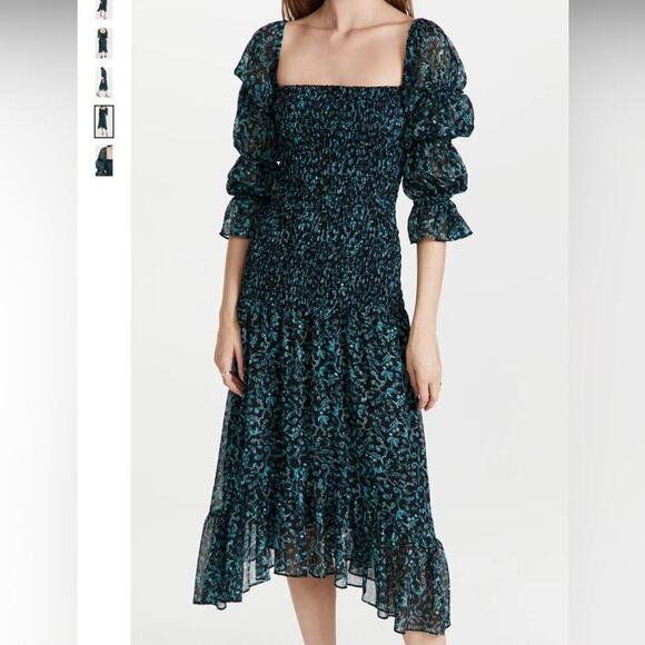 NWT Misa Rashida Midi Dress in Teal Metallic Size Medium